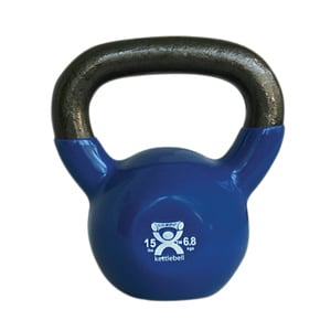Picture of CanDo CanDo-10-3194 15 lbs Vinyl Coated Kettlebell, Blue