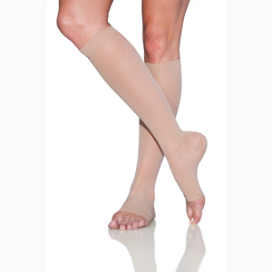 Picture of Sigvaris Sigvaris-783CSLO36 30-40 mm Hg Eversheer Open Toe Long Knee Highs&#44; Suntan - Small