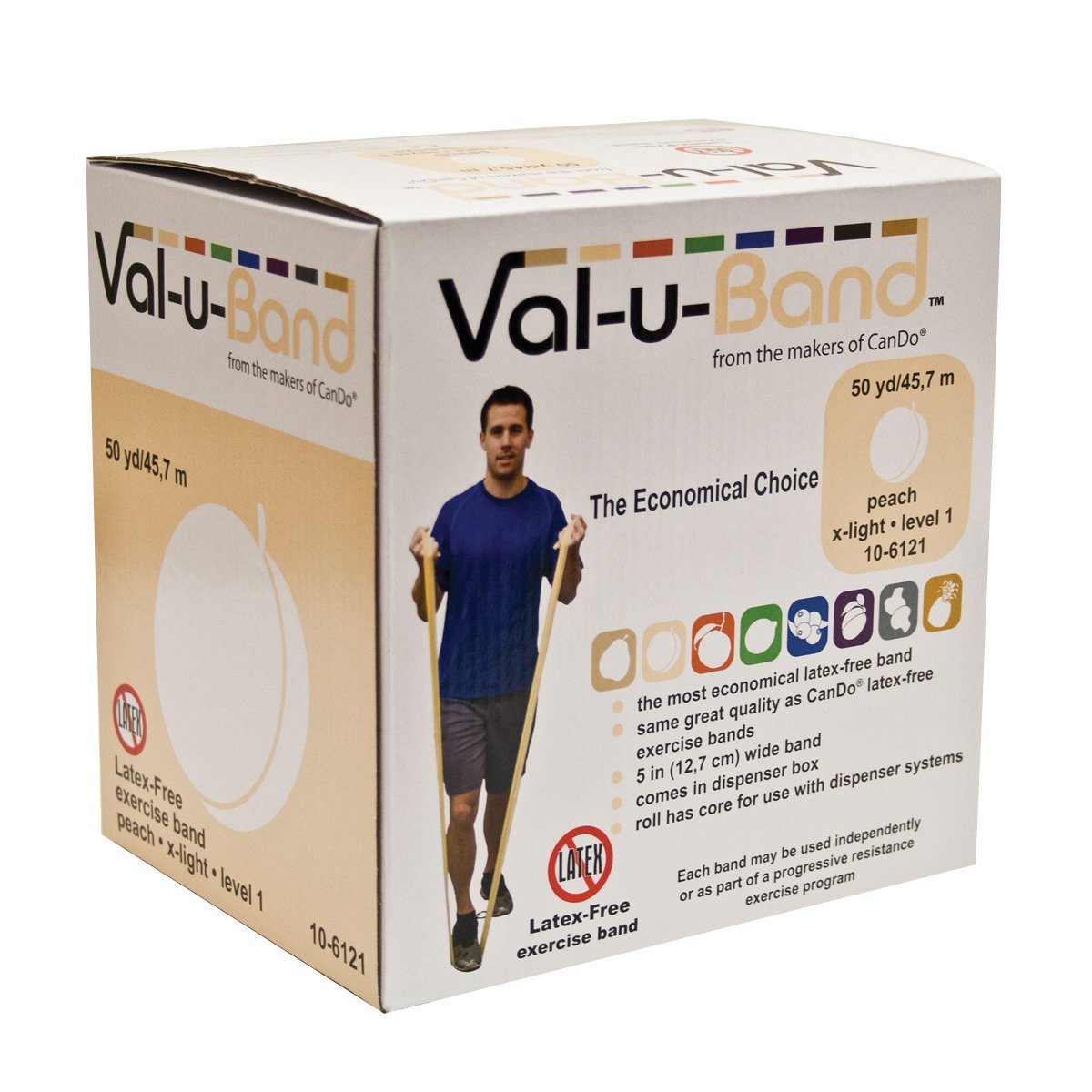 Val-u-Band Latex Free Exercise Band, Peach - Level 1, 50 Yard Roll/Box