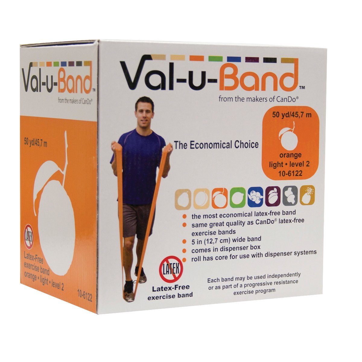 Val-u-Band Latex Free Exercise Band, Orange - Level 2, 50 Yard Roll/Box