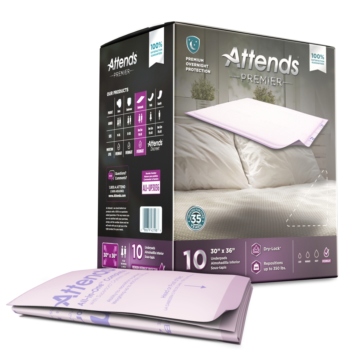 Picture of Attends Attends-ALI-UP3036-Case 30 x 36 in. Premier Heavy Absorancy Underpad - 60 Per Case