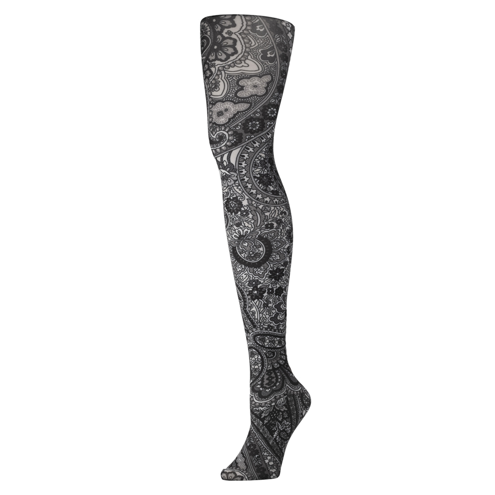 Picture of Celeste Stein Celeste-Stein-601-1785 Womens Tights with Paisley Fountain Pattern, Black - Regular