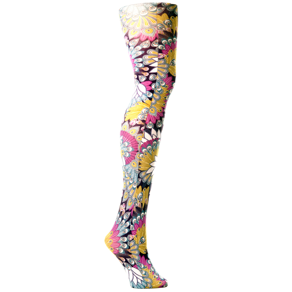 Picture of Celeste Stein Celeste-Stein-601-1892 Womens Tights with Peacock Pattern&#44; Purple - Regular