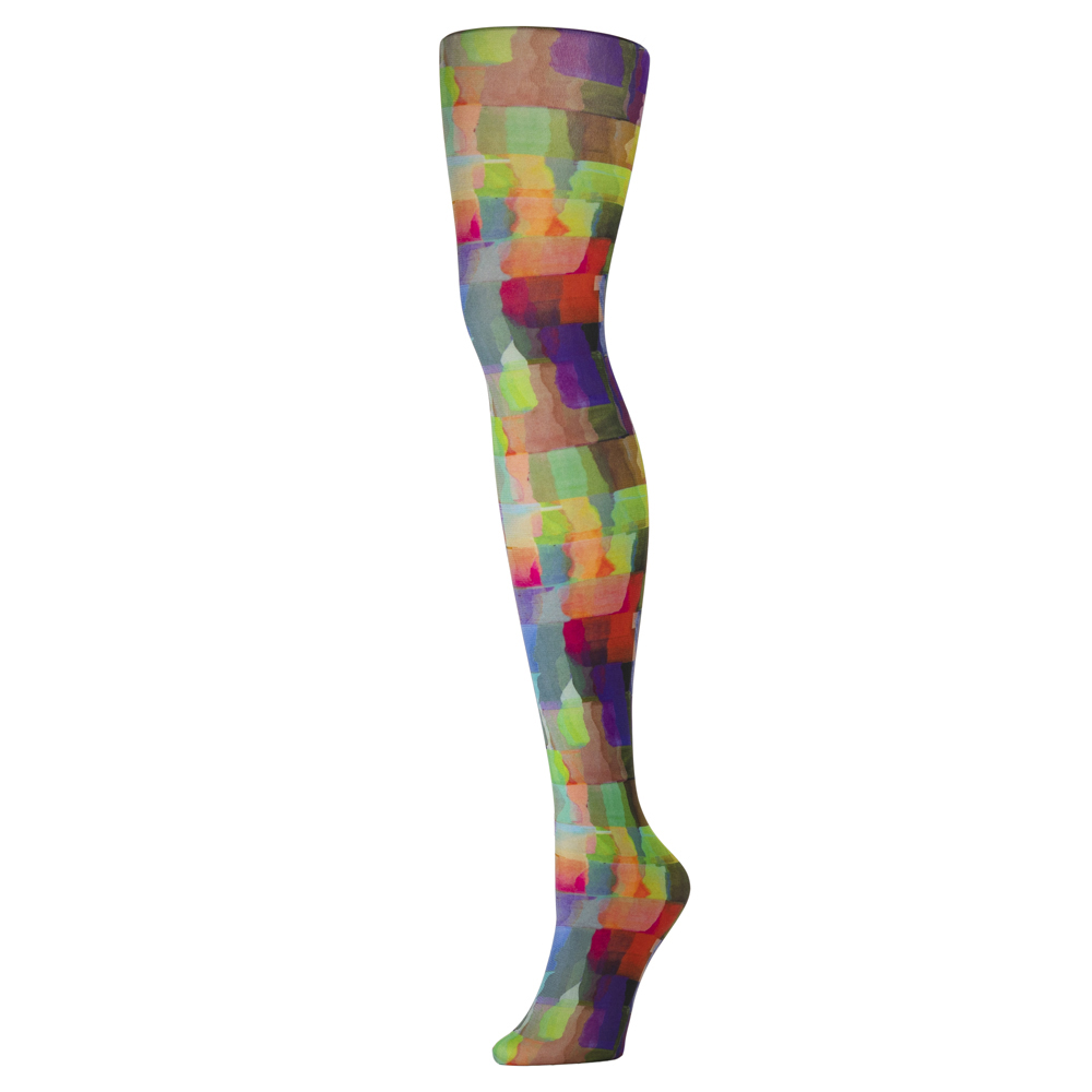 Picture of Celeste Stein Celeste-Stein-601-2153 Womens Tights with Watercolor Tiles Pattern&#44; Multi Color - Regular