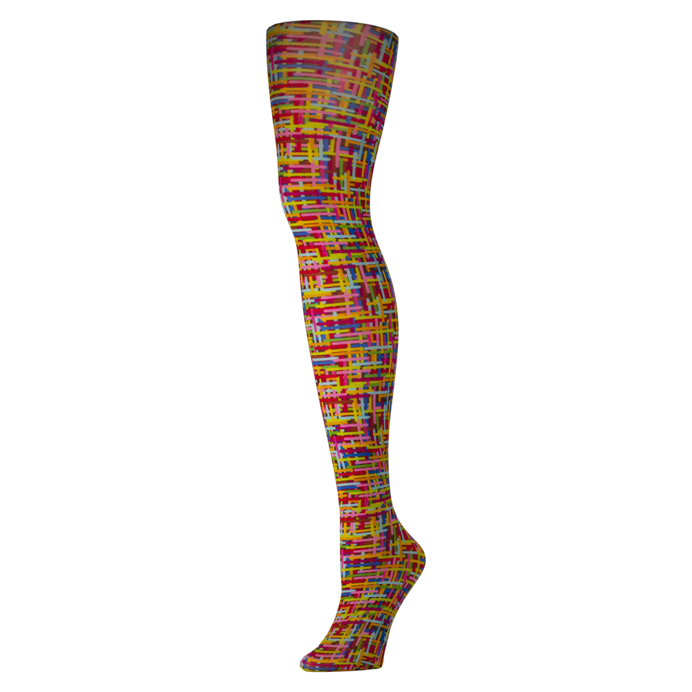 Picture of Celeste Stein Celeste-Stein-601-2226 Womens Tights with Color Grid Pattern&#44; Rainbow - Regular
