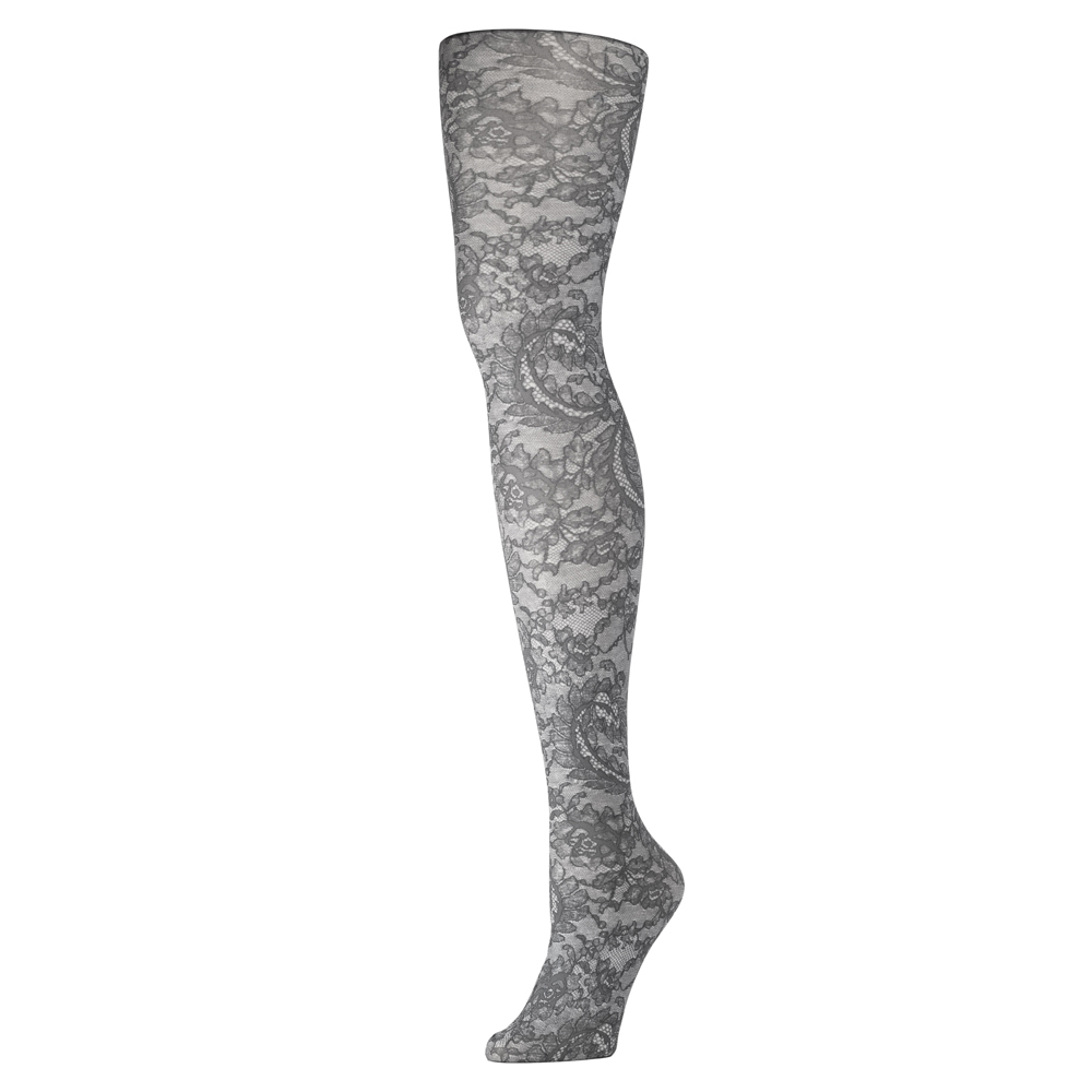 Picture of Celeste Stein Celeste-Stein-601-2243 Womens Tightswith Morning Lace Pattern&#44; Grey - Regular