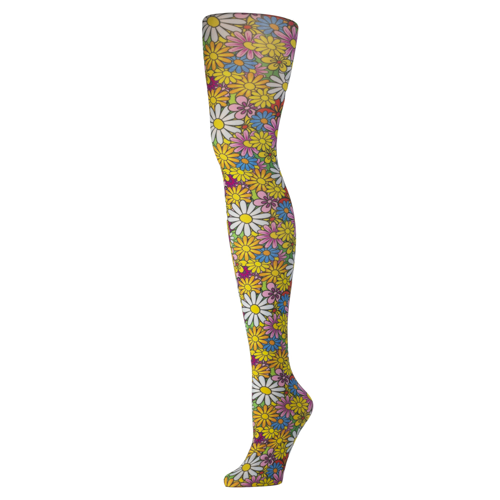 Picture of Celeste Stein Celeste-Stein-601Q-2144 Womens Tights with Colorful Daisies Pattern, Multi Color - Queen