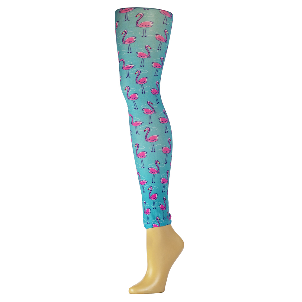 Picture of Celeste Stein Celeste-Stein-625-2151 Womens Leggings with Flamingos & Pearls Pattern&#44; Blue - Regular