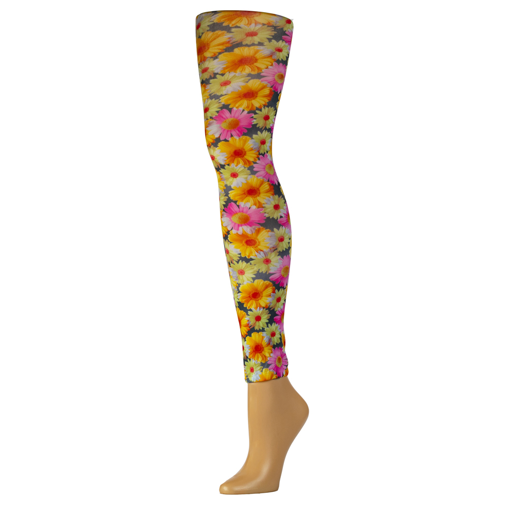 Picture of Celeste Stein Celeste-Stein-625-2221 Womens Leggings with Daisies Pattern, Yellow - Regular