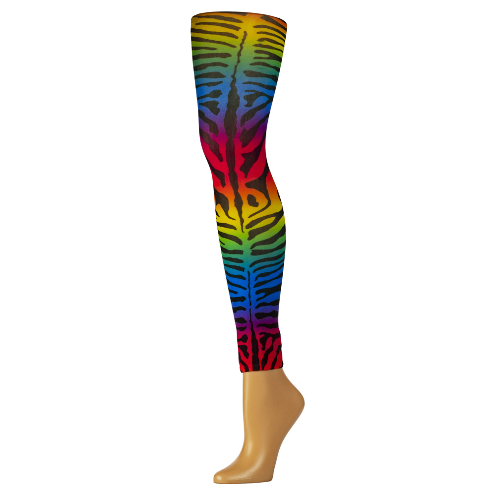 Picture of Celeste Stein Celeste-Stein-625-466 Womens Leggings with Rainbow Zebra Pattern&#44; Rainbow - Regular