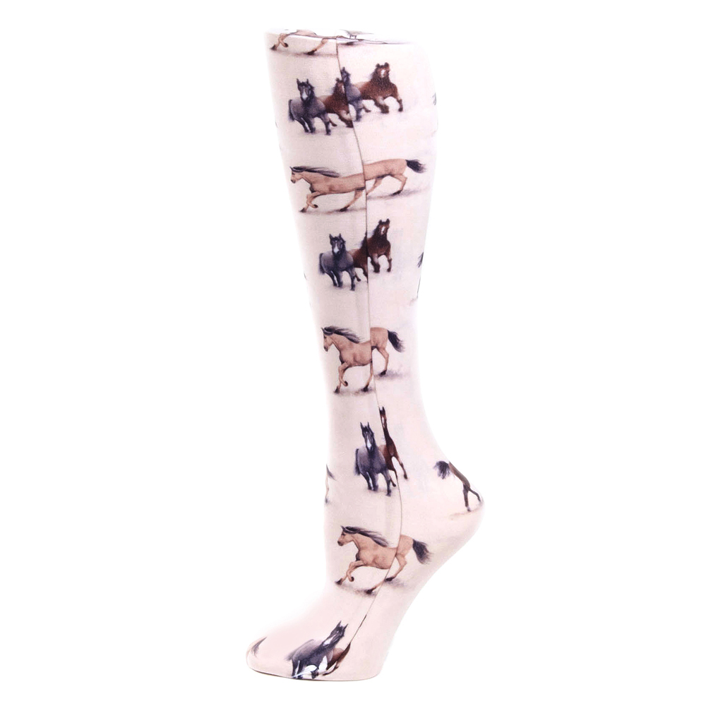 10 in. Womens Ankle Sock with Horses Pattern, Beige -  Coveringcubierta, CO1903697