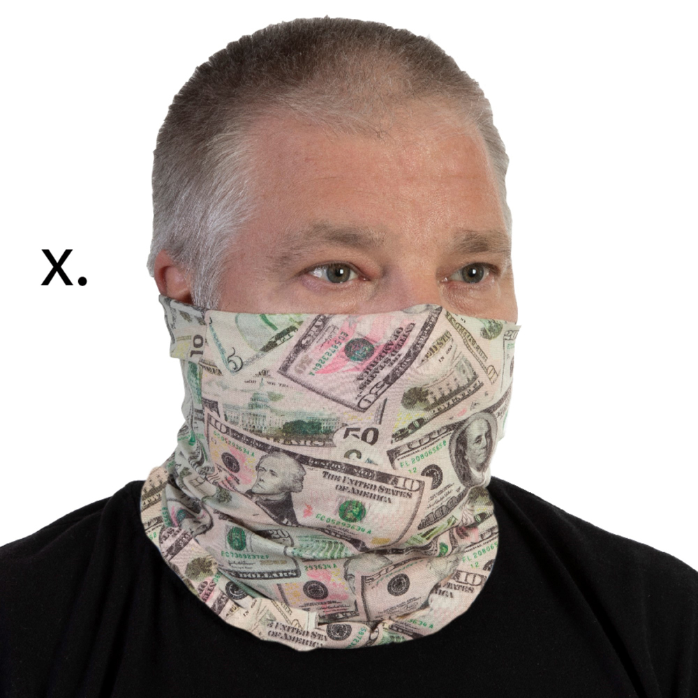 Picture of Celeste Stein Celeste-Stein-B-1343 Face Mask & Buff for Covering with Cash Money Pattern for Unisex