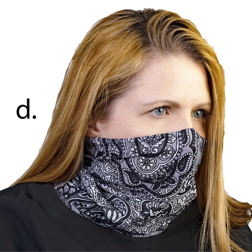 Picture of Celeste Stein Celeste-Stein-B-1785 Face Mask & Buff for Covering with Black Paisley Fountain Pattern for Unisex