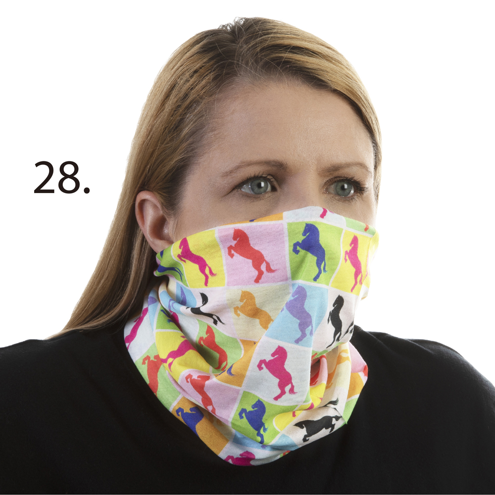 Picture of Celeste Stein Celeste-Stein-B-2000 Face Mask & Buff for Covering with Boxed Horses Pattern for Unisex