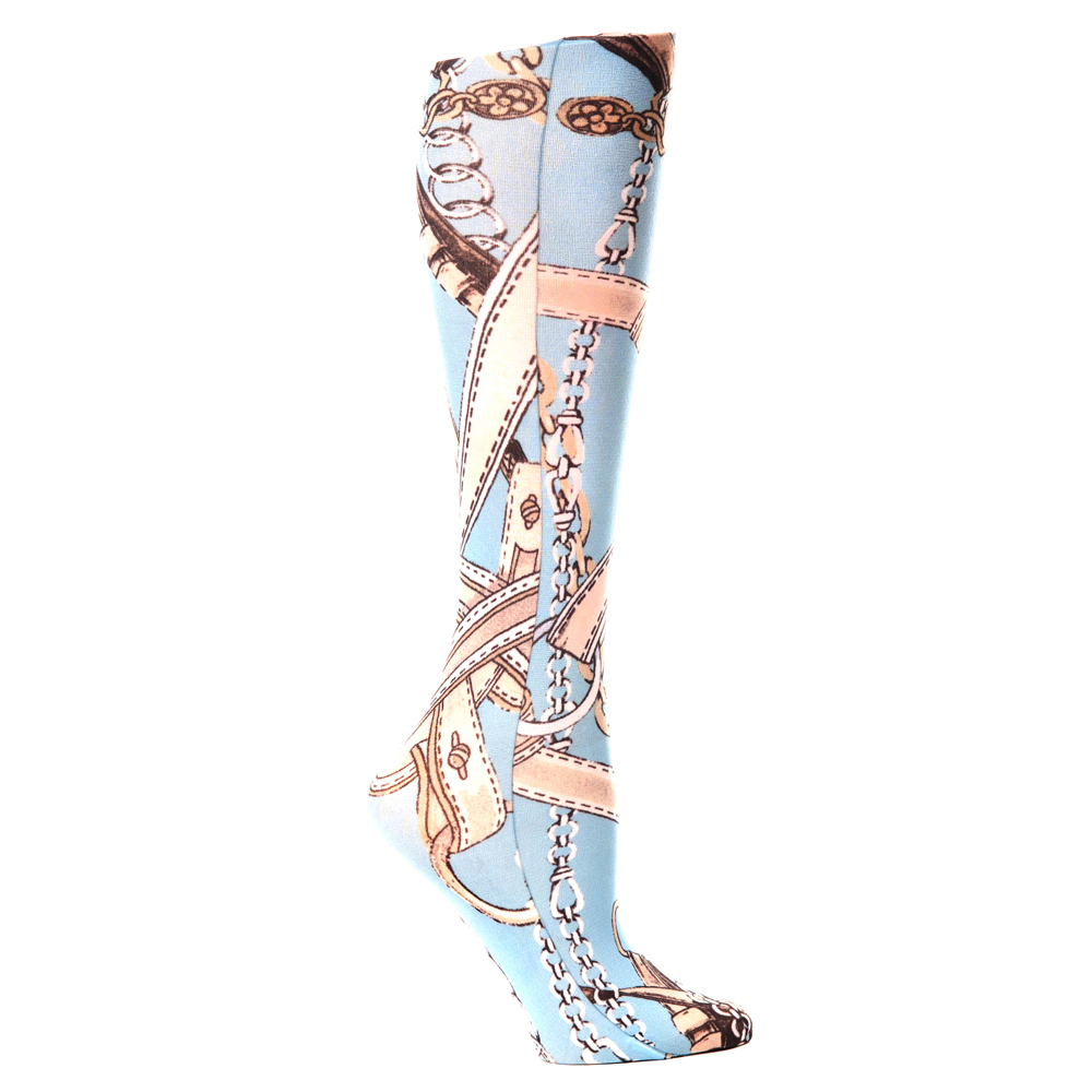 Picture of Celeste Stein Celeste-Stein-CH187-1813 15 in. Kids Knee Sock with Saddle Up Pattern&#44; Turquoise