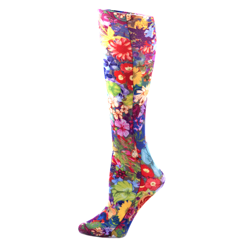 Picture of Celeste Stein Celeste-Stein-CH187-2021 15 in. Kids Knee Sock with Bouquet Pattern&#44; Multi Color