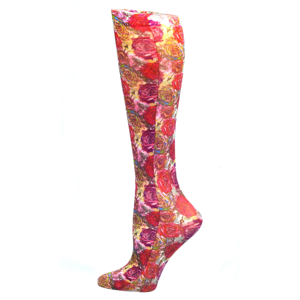 Picture of Celeste Stein Celeste-Stein-CH187-2063 15 in. Kids Knee Sock with Roses Pattern&#44; Multi Color
