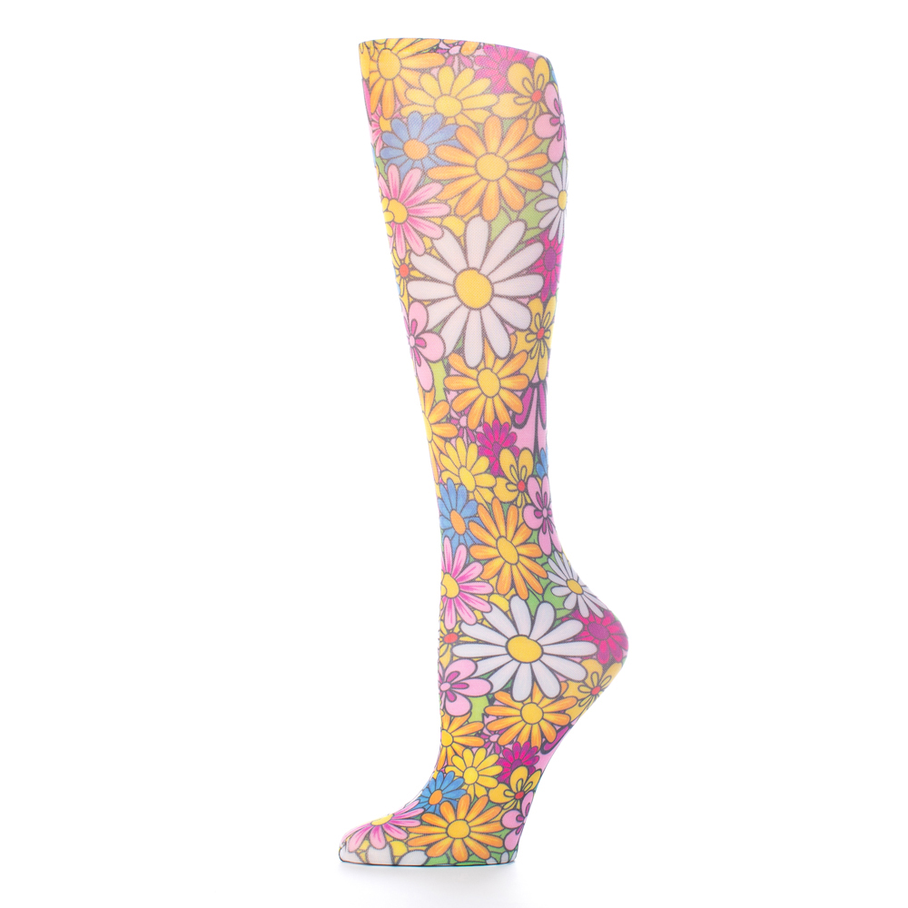Picture of Celeste Stein Celeste-Stein-CH187-2144 15 in. Kids Knee Sock with Colorful Daisies Pattern&#44; Multi Color