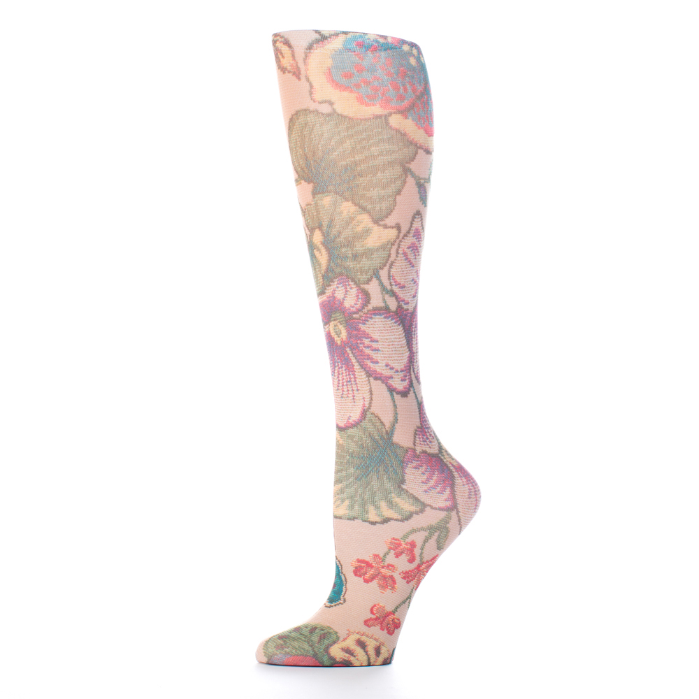 15 in. Kids Knee Sock with Tan Tapestry Pattern, Brown