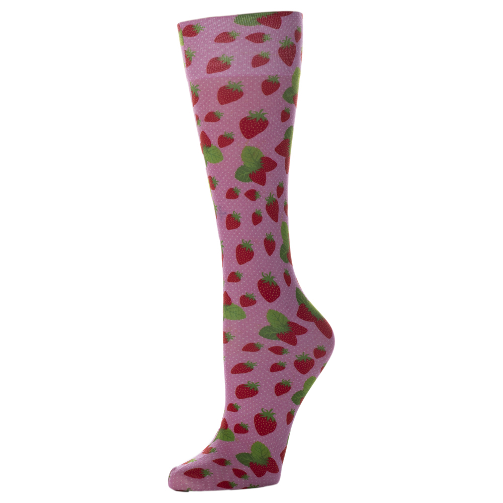 15 in. Kids Knee Sock with Strawberry Jam Pattern, Pink