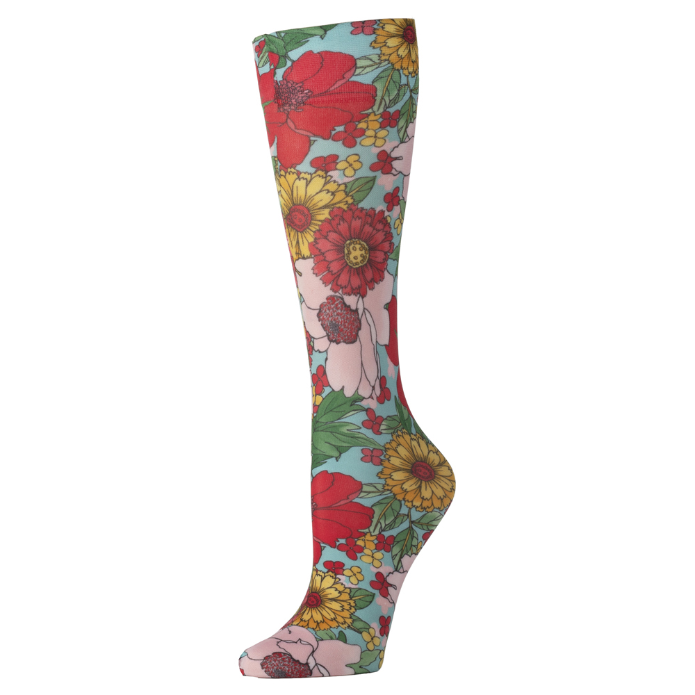 15 in. Kids Knee Sock with Wendys Garden Pattern, Red