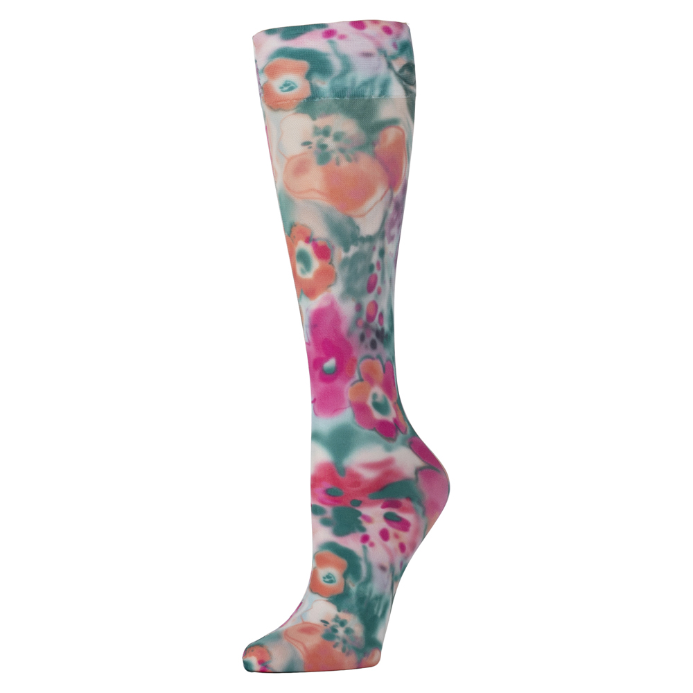 15 in. Kids Knee Sock with Summer Blush Pattern, Green