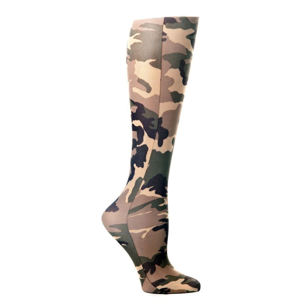 15 in. Kids Knee Sock with Regular Camo Pattern, Brown