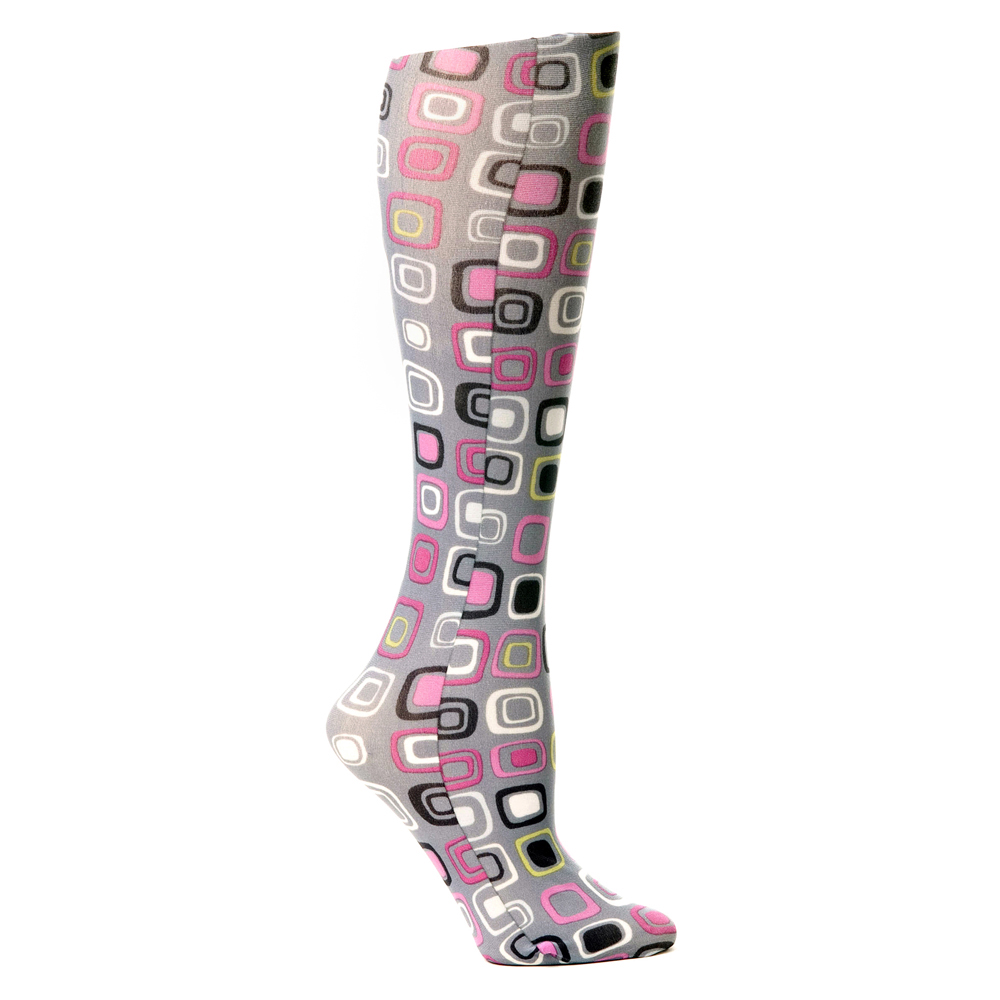 15-20 mmHg Womens Compression Sock with Shadow Boxes Pattern, Pink - Regular