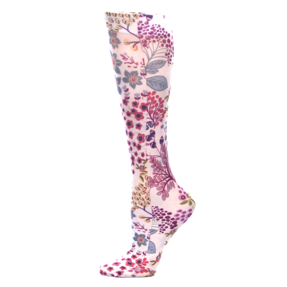 20-30 mmHg Womens Compression Sock with Tracy Pattern, White - Regular