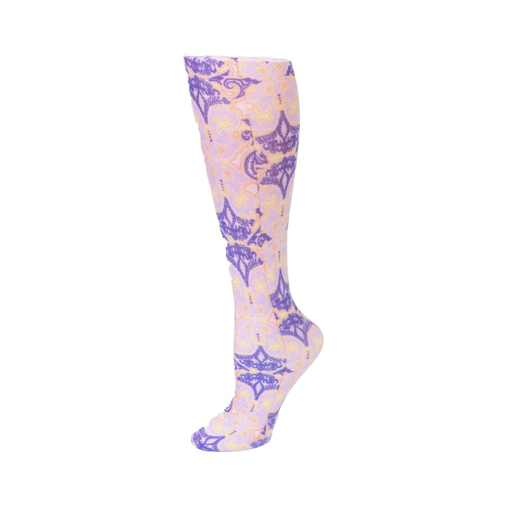 20-30 mmHg Womens Compression Sock with Ensemble Pattern, Purple - Regular