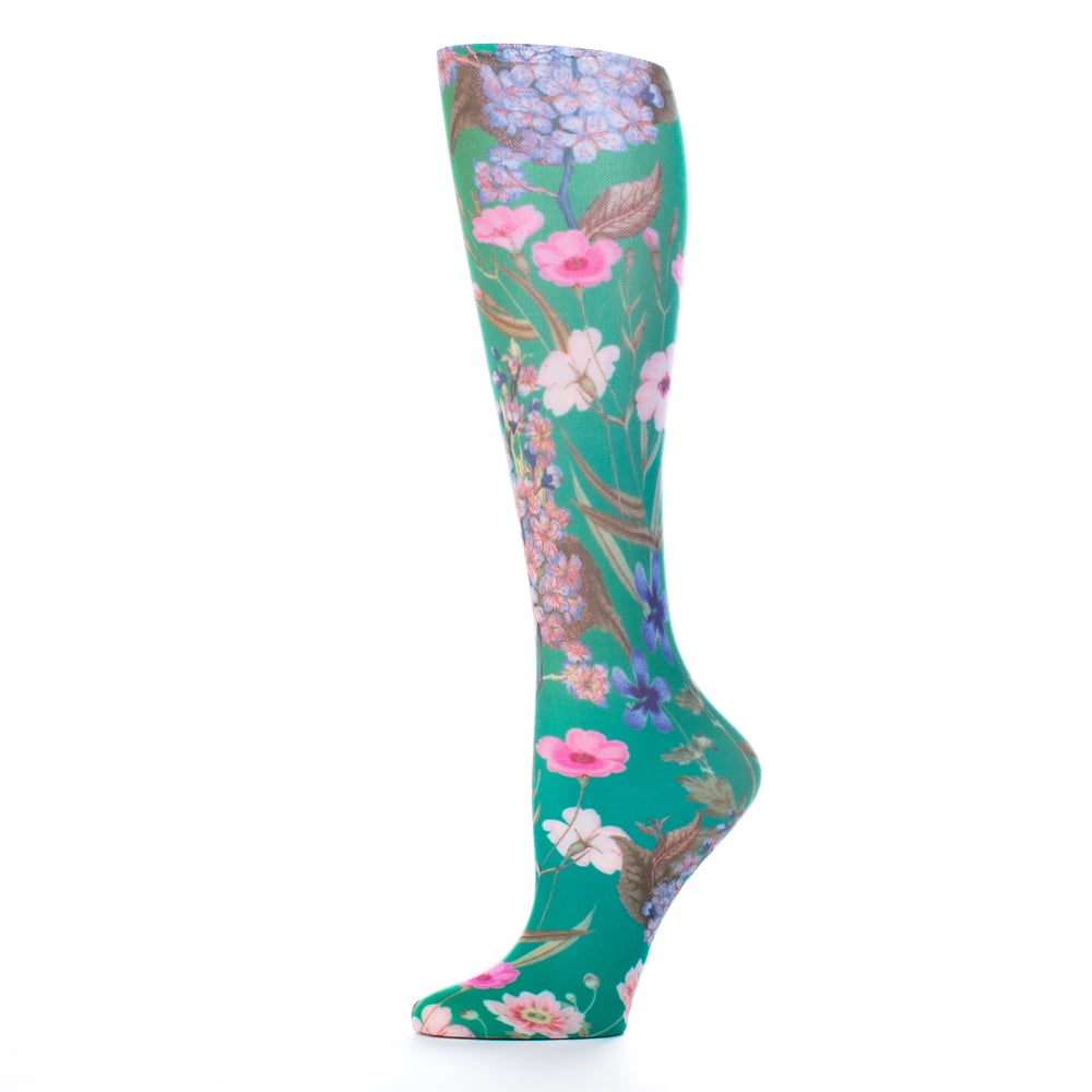 20-30 mmHg Womens Compression Sock with Marona Pattern, Green - Regular