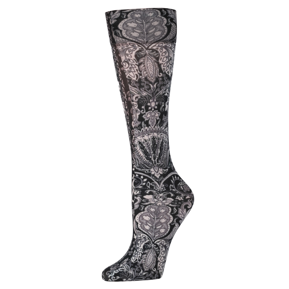 20-30 mmHg Compression Sock-Black & White Versache Pattern, Black & White - Regular