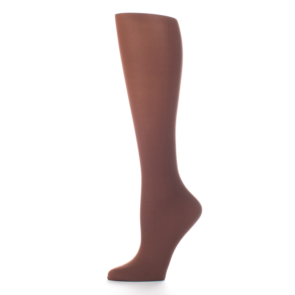 20-30 mmHg Womens Compression Sock with Solid Pattern, Brown - Regular