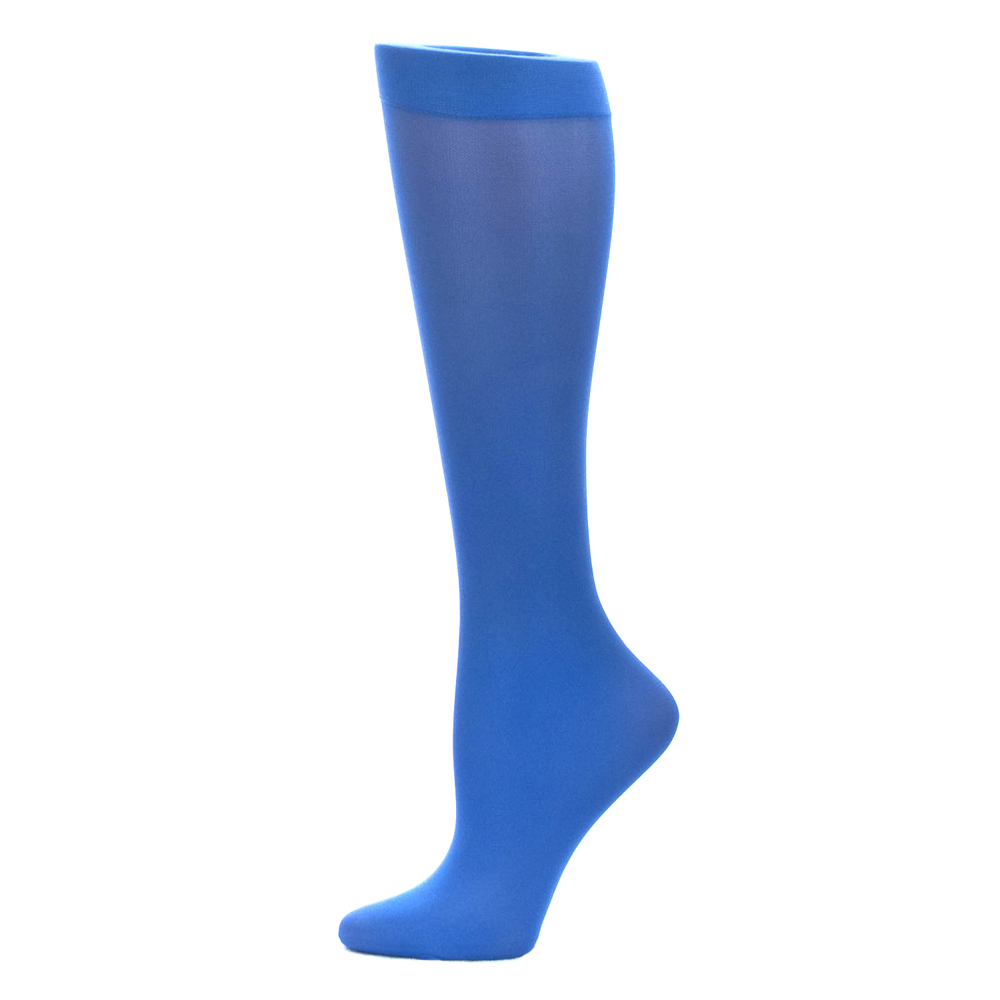 20-30 mmHg Womens Compression Sock with Royal Solid Pattern, Blue - Regular