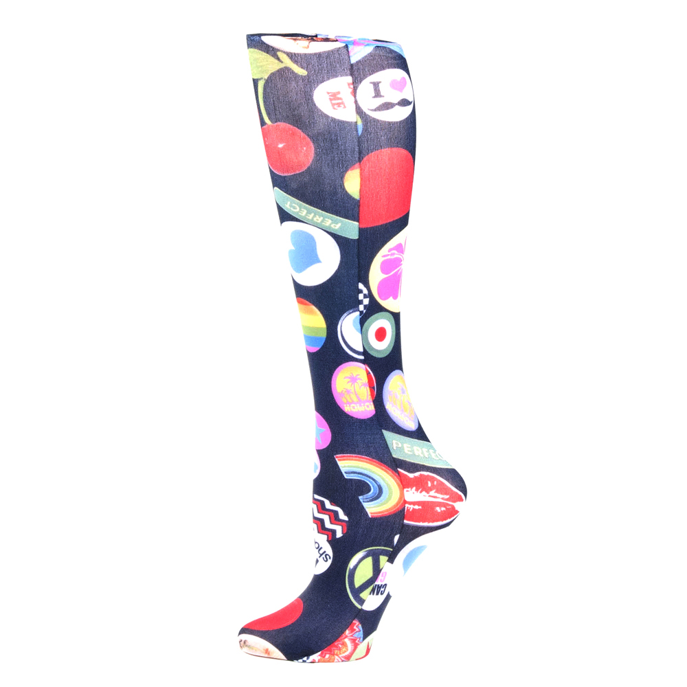 15-20 mmHg Compression Sock with Fun City Pattern, Multi Color - Queen