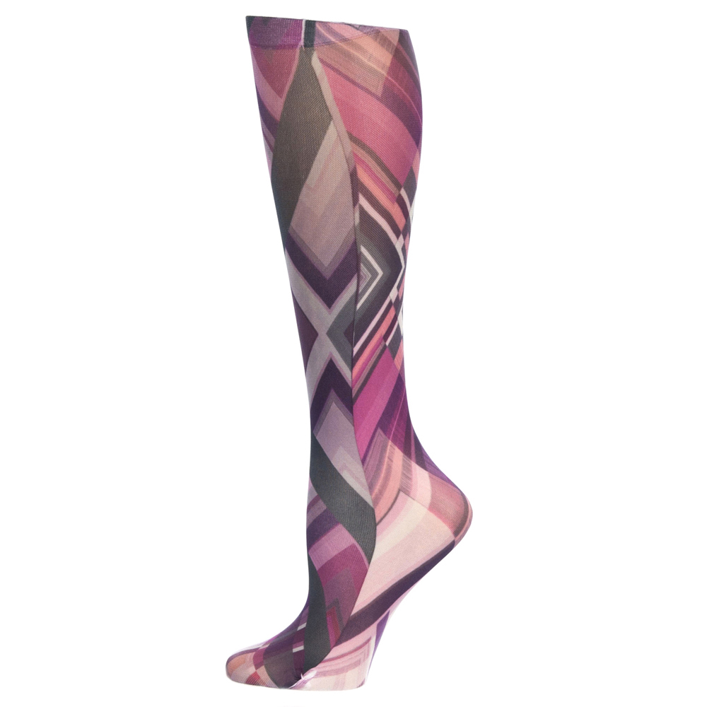 Celeste-Stein-CMPSQ-2-1994 15-20 mmHg Compression Sock with Angelz Pattern, Purple - Queen