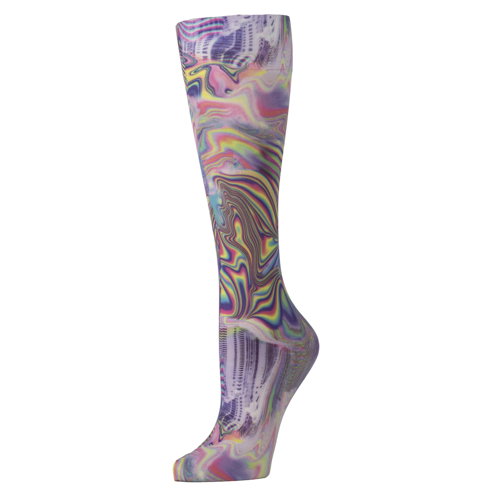 8-15 mmHg Compression Sock with Oilescent Pattern, Purple - Queen