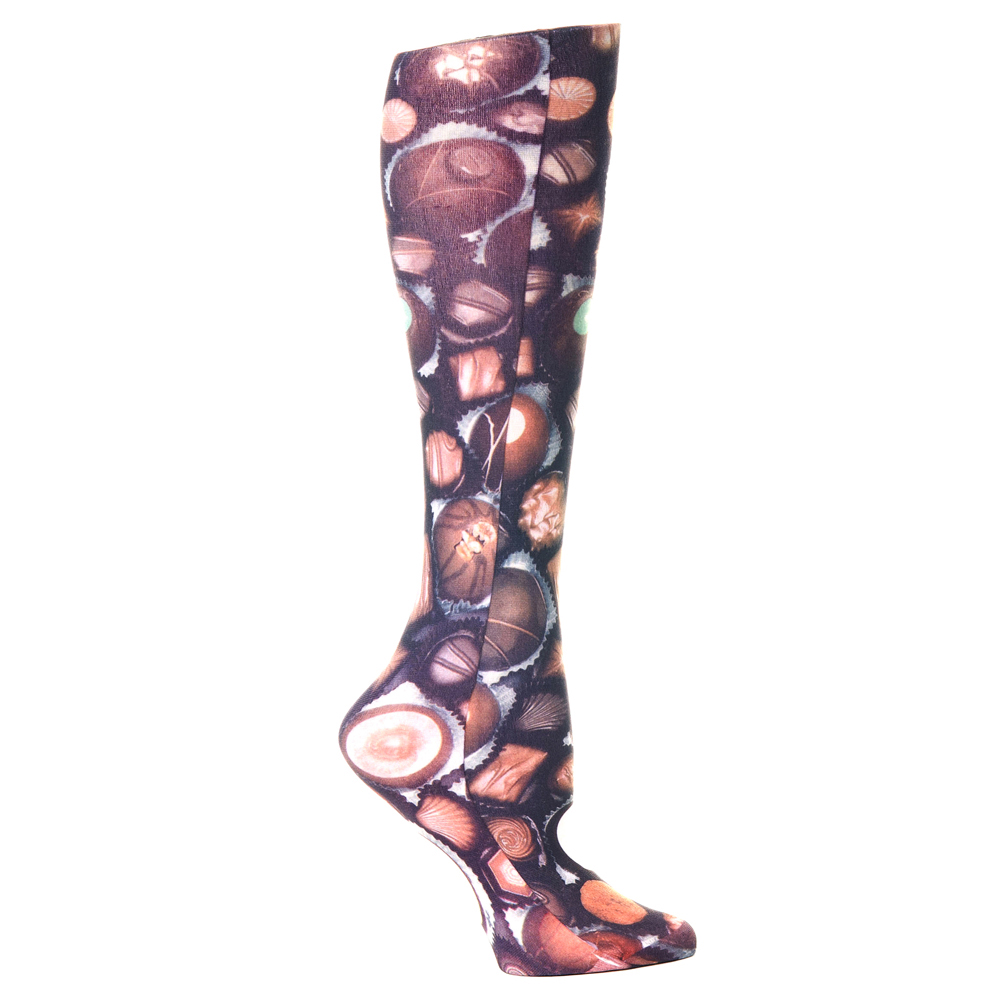 Celeste-Stein-CMPSQ-2-522 15-20 mmHg Compression Sock with Chocolates Pattern, Brown - Queen