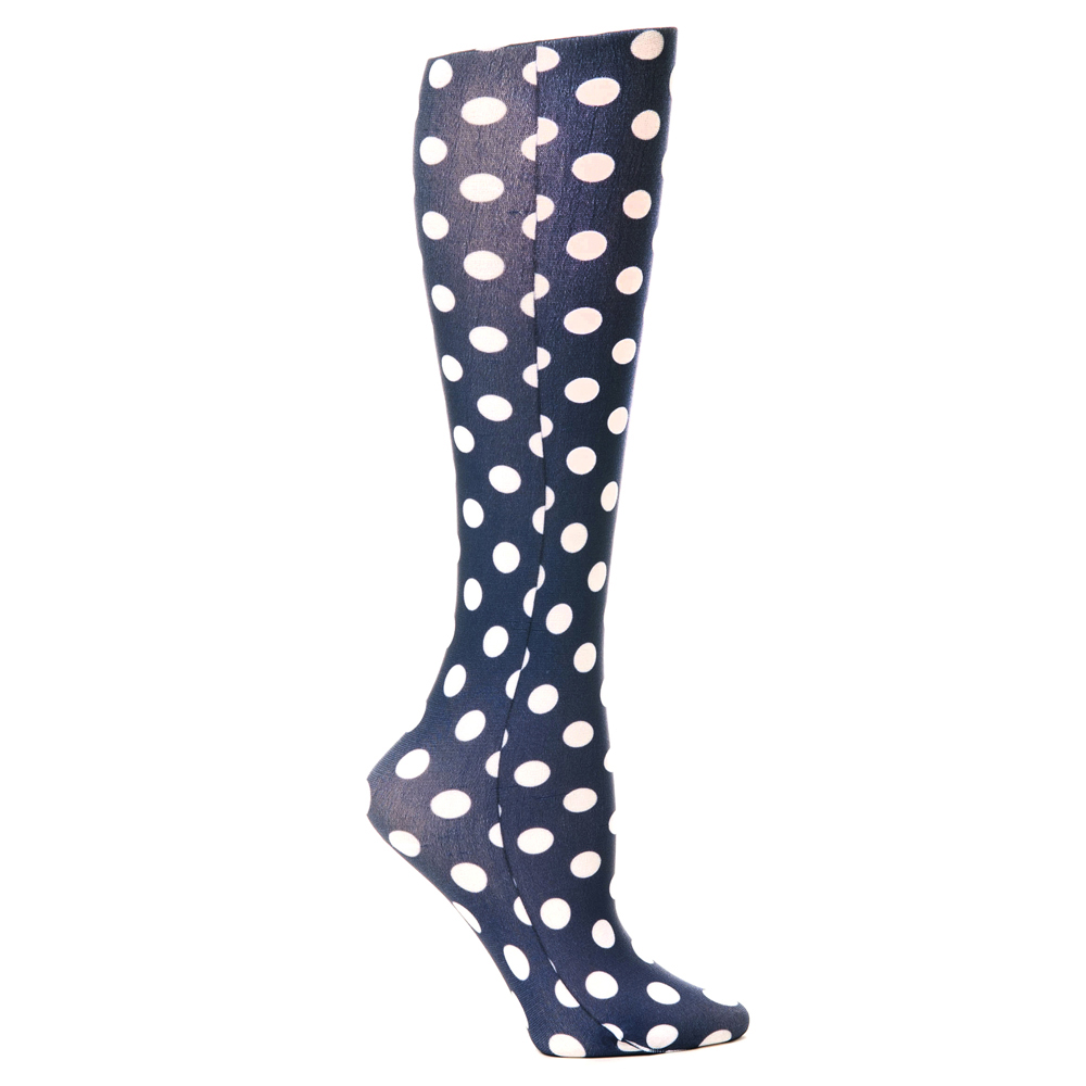 20-30 mmHg Womens Compression Sock with Reverse Pattern, Navy - Queen