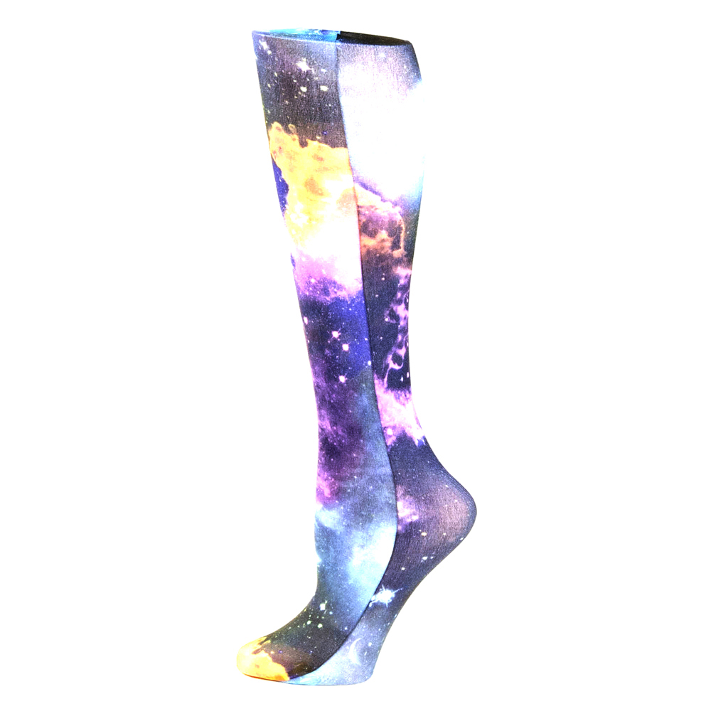 20-30 mmHg Womens Compression Sock with Multi Planets Pattern, Multi Color - Regular