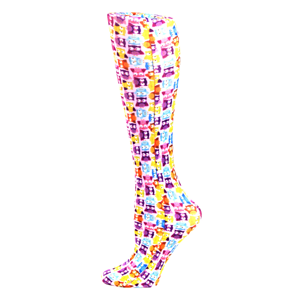 20-30 mmHg Womens Compression Sock with Tiny Owls Pattern, Pink - Queen