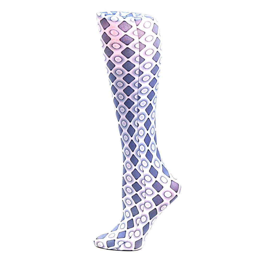 20-30 mmHg Womens Compression Sock with Diamonds Pattern, Grey - Queen