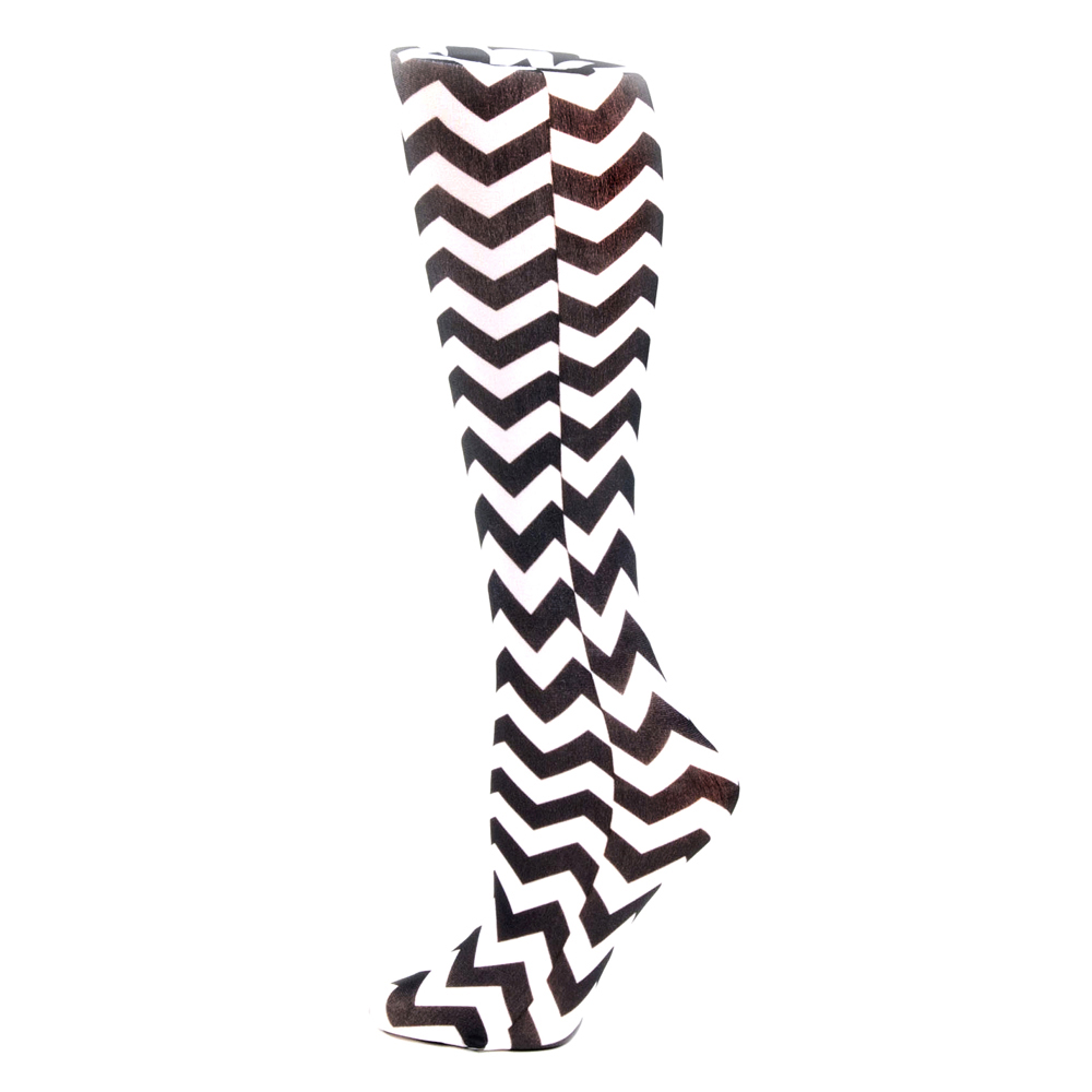 20-30 mmHg Womens Compression Sock with Hytail Pattern, Black & White - Queen