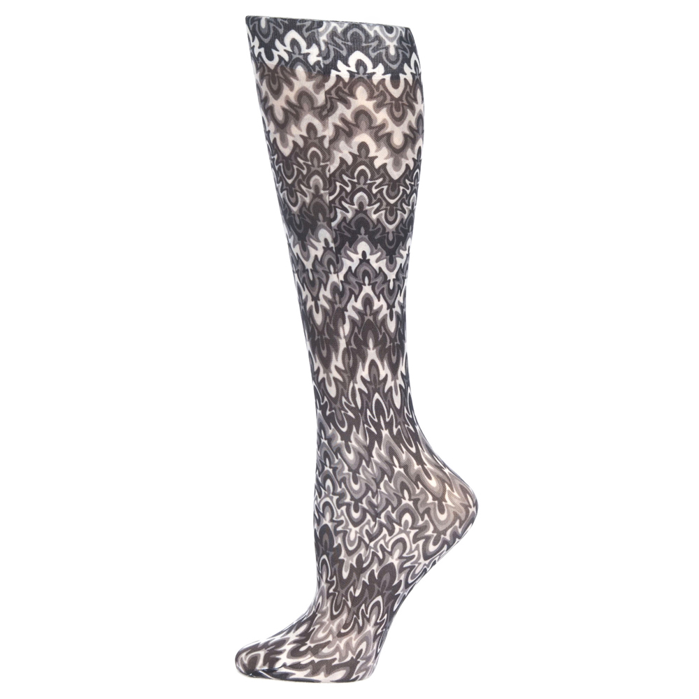 Compression Sock with Fleur Missoni Pattern, Black & White - Queen