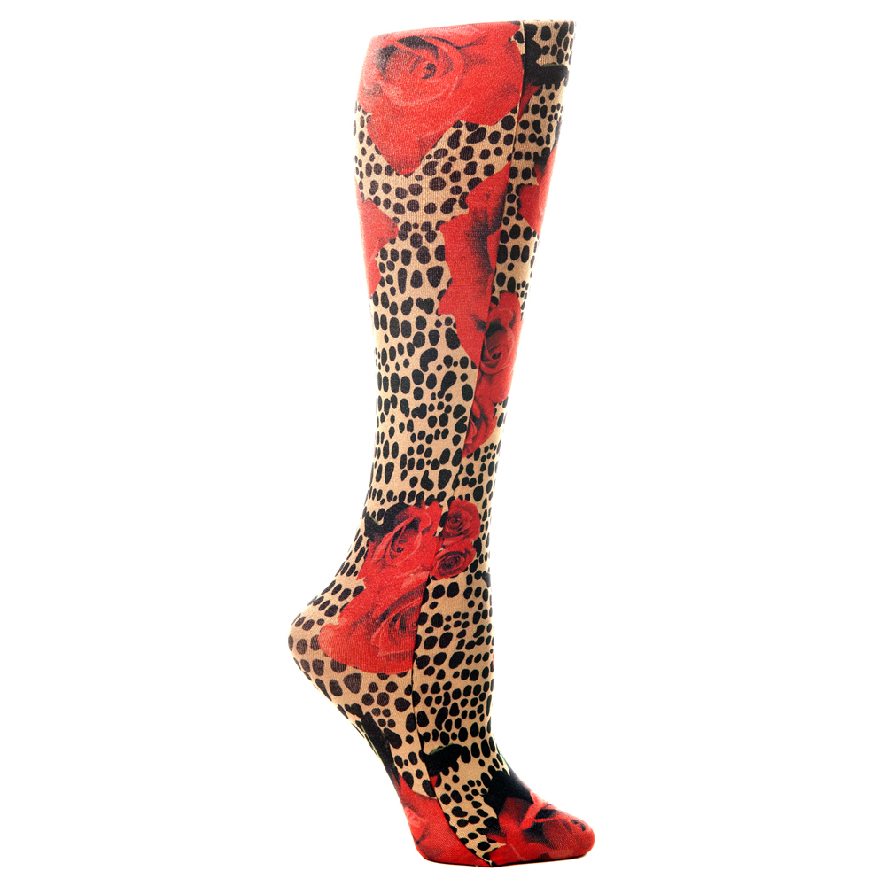 20-30 mmHg Womens Compression Sock with Marla Pattern, Red - Queen