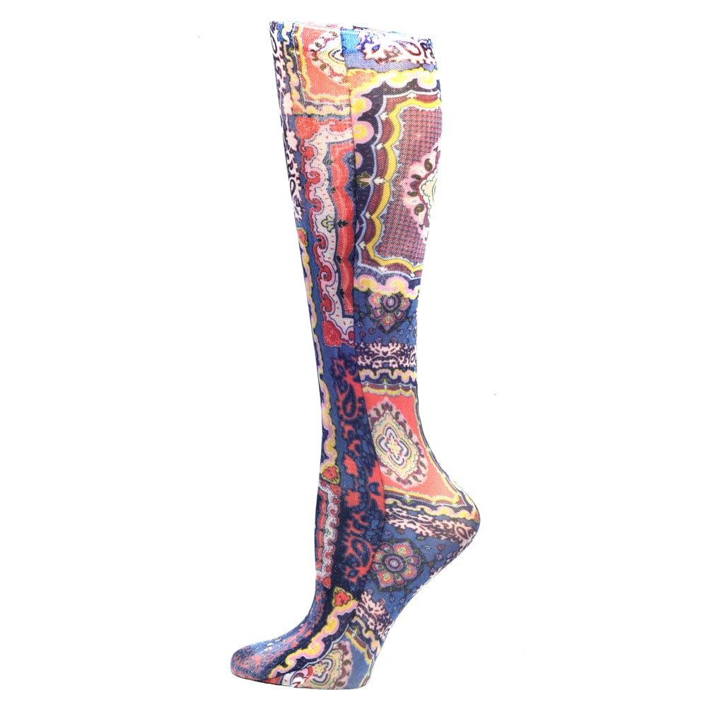20-30 mmHg Womens Compression Sock with Pastel Marakesh Pattern, Multi Color - Queen