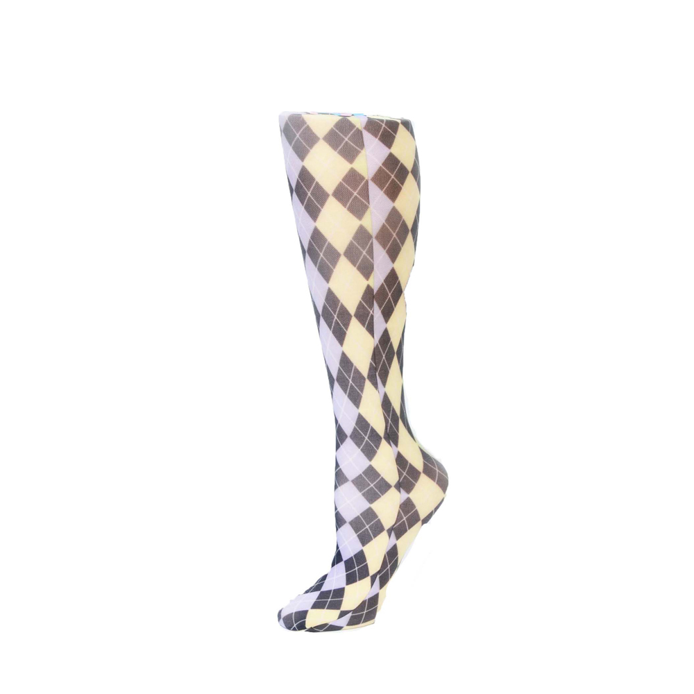 20-30 mmHg Womens Compression Sock with Pastel Abstract Pattern, Multi Color - Queen