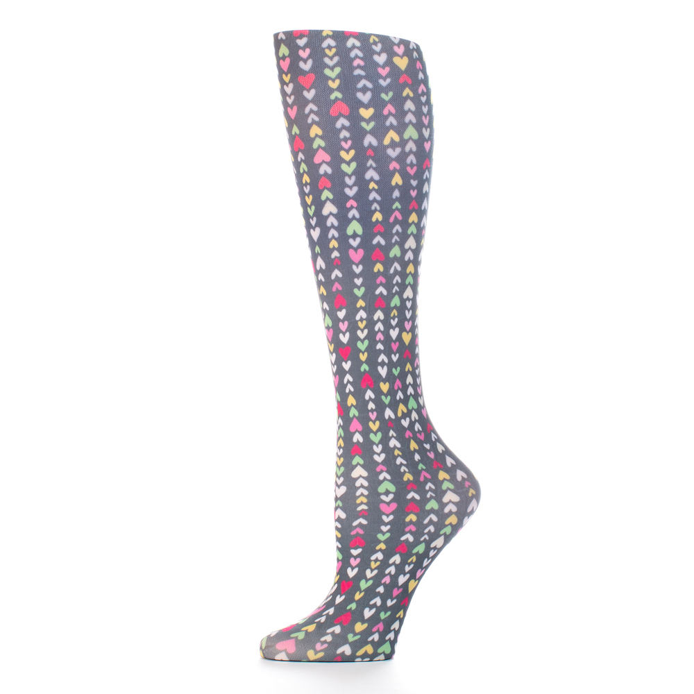 2030 mmHg Compression Sock with Heartstrings Pattern Black  Queen