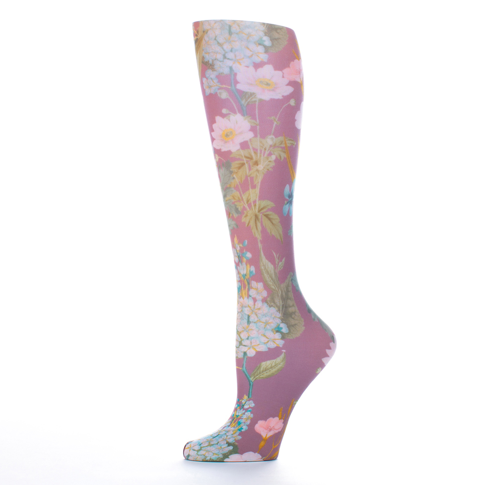 20-30 mmHg Compression Sock with Muted Violet Marona Pattern, Purple - Queen