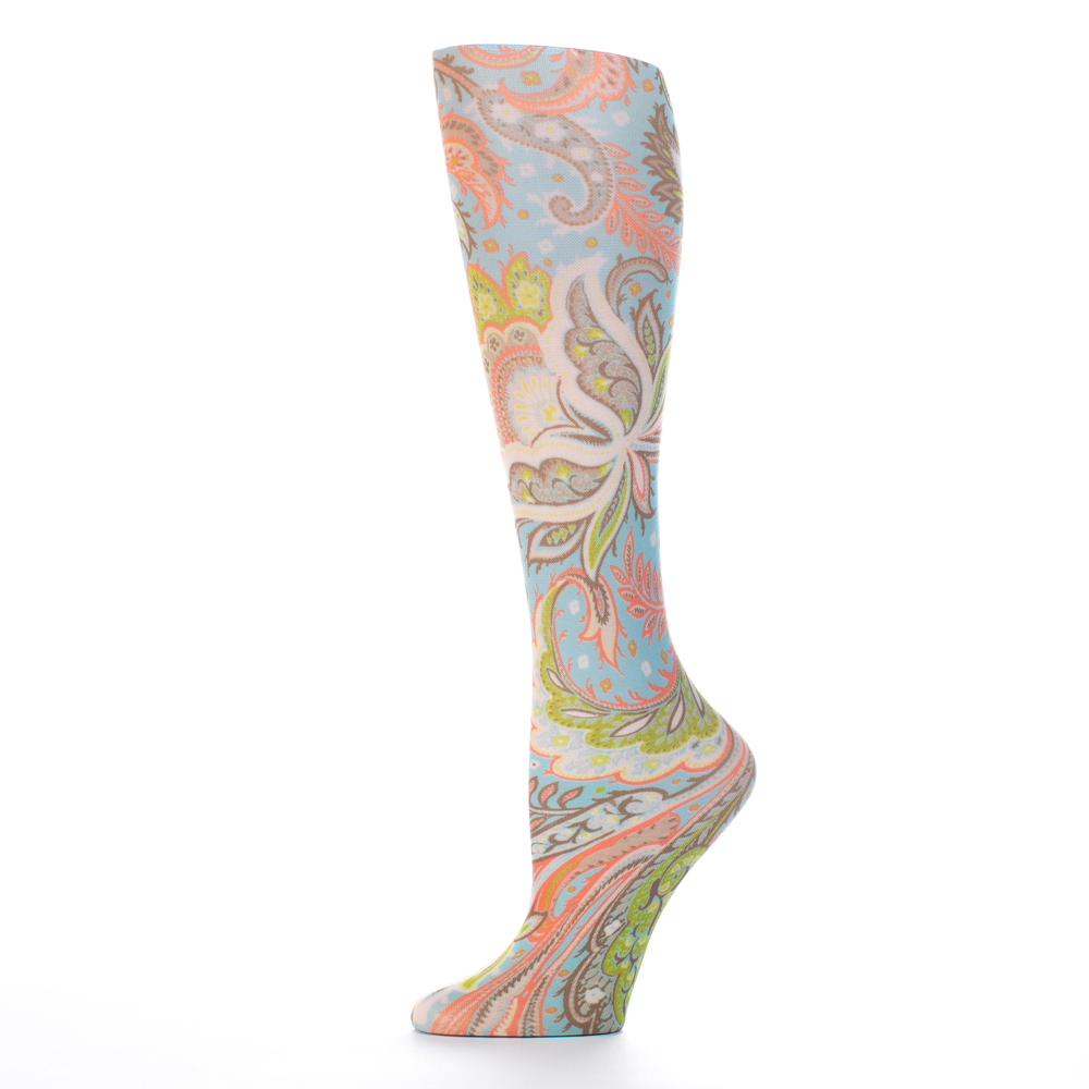 2030 mmHg Compression Sock with Calypso Pattern Turquoise  Queen